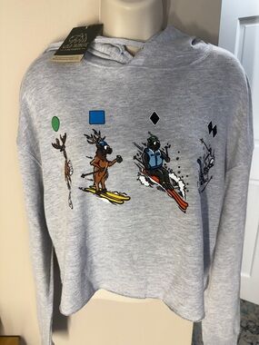 Wild Tribute double black cropped gray sweatshirt